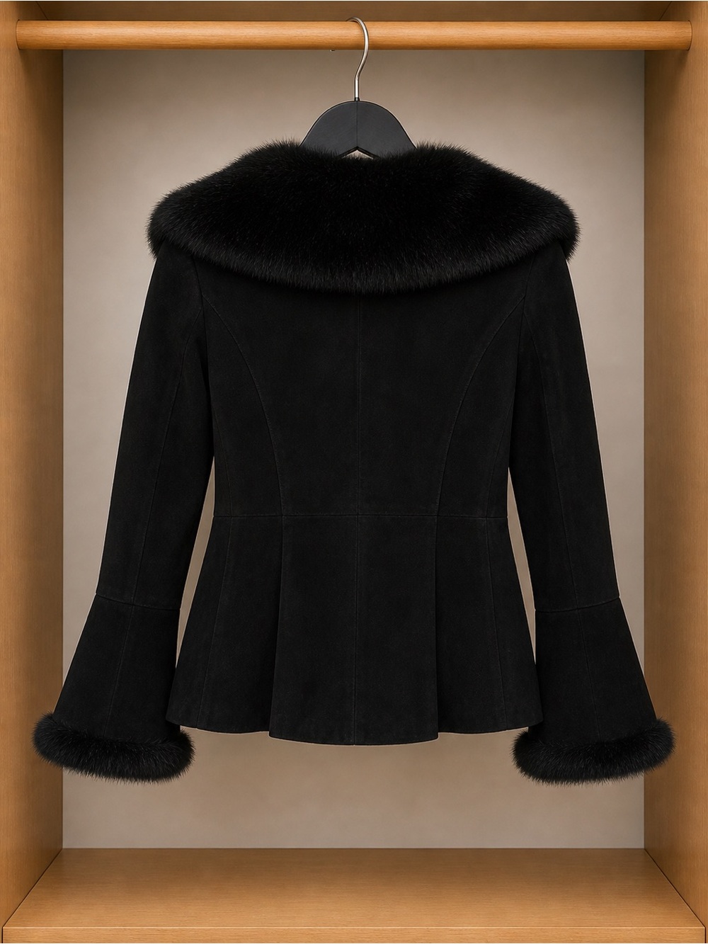 Wilsons Maxima Black Leather Jacket Faux Fur Trim Women’s M - Picture 2 of 4